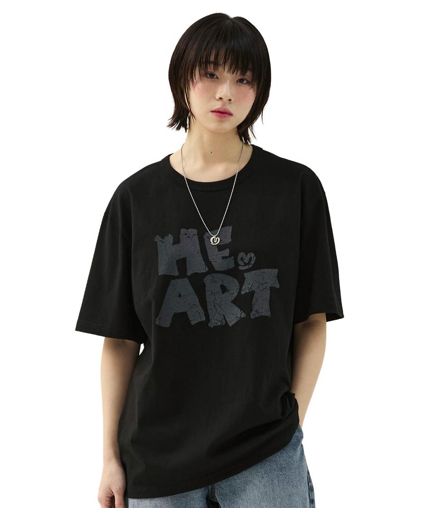Mimdeowodeulobeu One Heart T-Shirt_Black