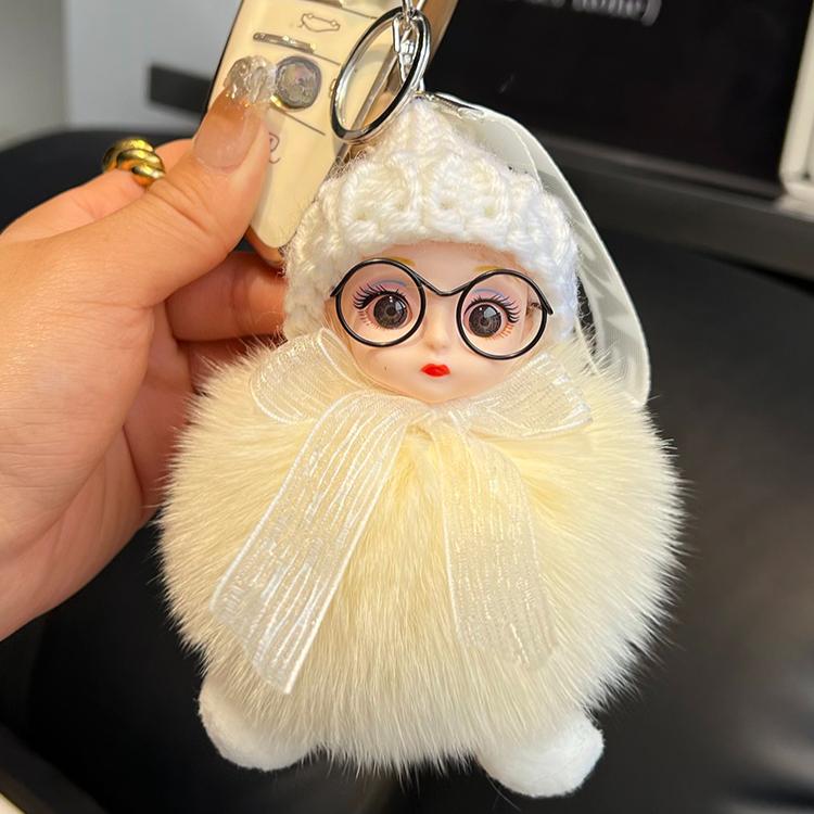 Echter Fuchspelz Puppe Auto Schlüsselanhänger Anhänger Niedliche Plüschpuppe Puppe Buchtaschenanhänger Paargeschenk