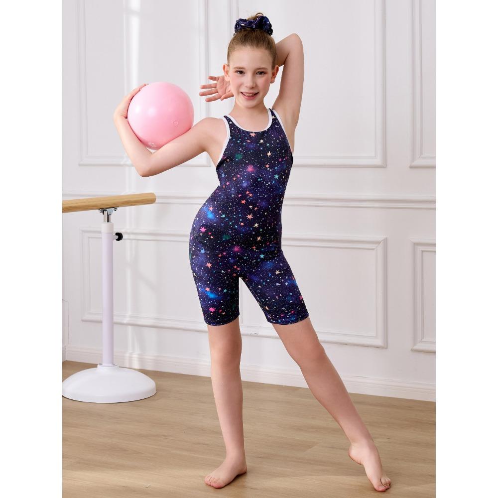 CHARMLEAKS Gymnastics Leotards for Girls Dance Unitard Biketards Racerback Tumbling Outfits with Scrunchie