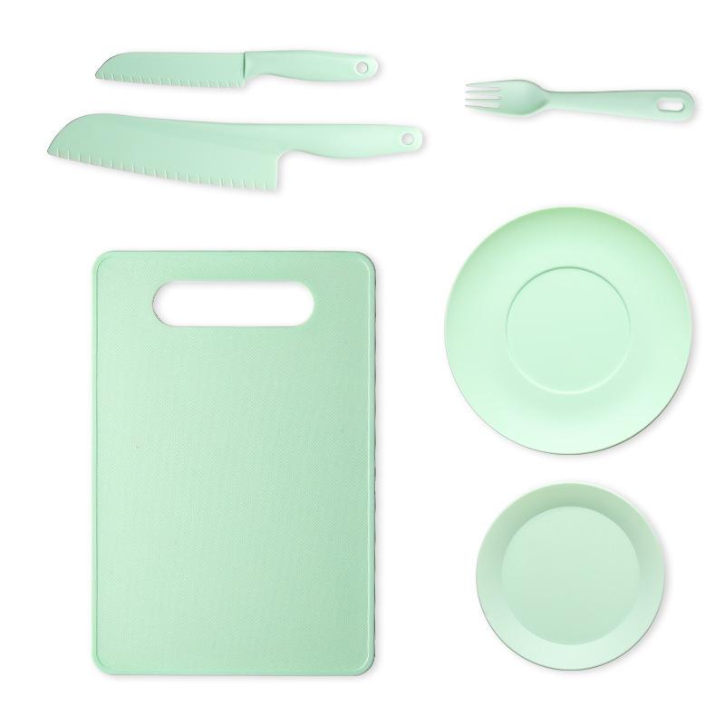 Kindergarten Safe Knife & Portable Cutting Board Set for Baby Food Preparation