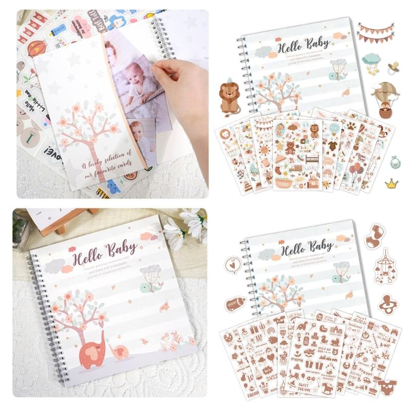 Baby-Erinnerungsbuch mit Aufklebern für Baby Junge oder Mädchen Geschlechtsneutrales Baby-Tagebuch Baby-Scrapbook Fotoalbum für das erste Jahr