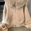 Big Collar Sweater Cardigan Jacket for Women Autumn Winter Loose Fit Slimming Knit Sweater