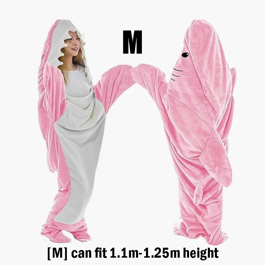 Cartoon Shark Blanket Hoodie Women Kigurumi Playsuit Kids Parents Hooded Warm Flannel Funny Homewear Shark Onesie Sleeping Bag