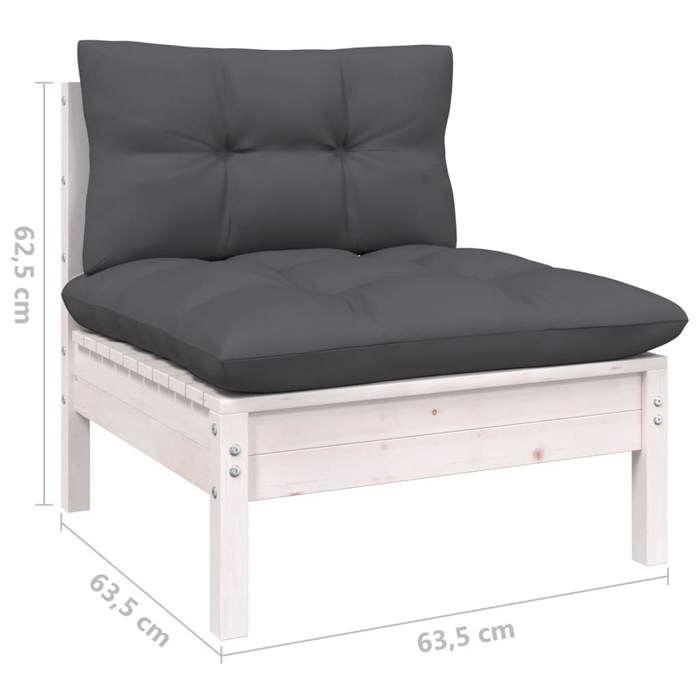 VidaXL Bois de Pin Massif Canapé Central de Jardin avec Coussins Canapé Central de Patio Meuble de Terrasse Canapé de Jardin 806635