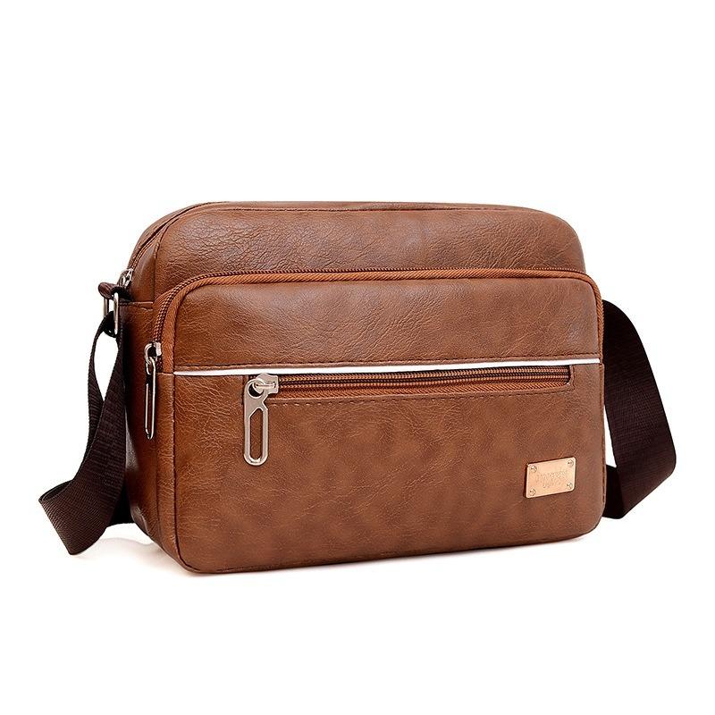 Fashion Men Messenger Bags PU Leather Handbags for Man Male Crossbody Bag Casual Storage Shoulder Bag Zipper Direction Random