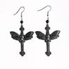 Dark Punk Gothic Moth Cross Earrings: European & American New Exaggerated Design