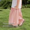 Girls' Summer Cotton Jacquard Wide-Leg Pants