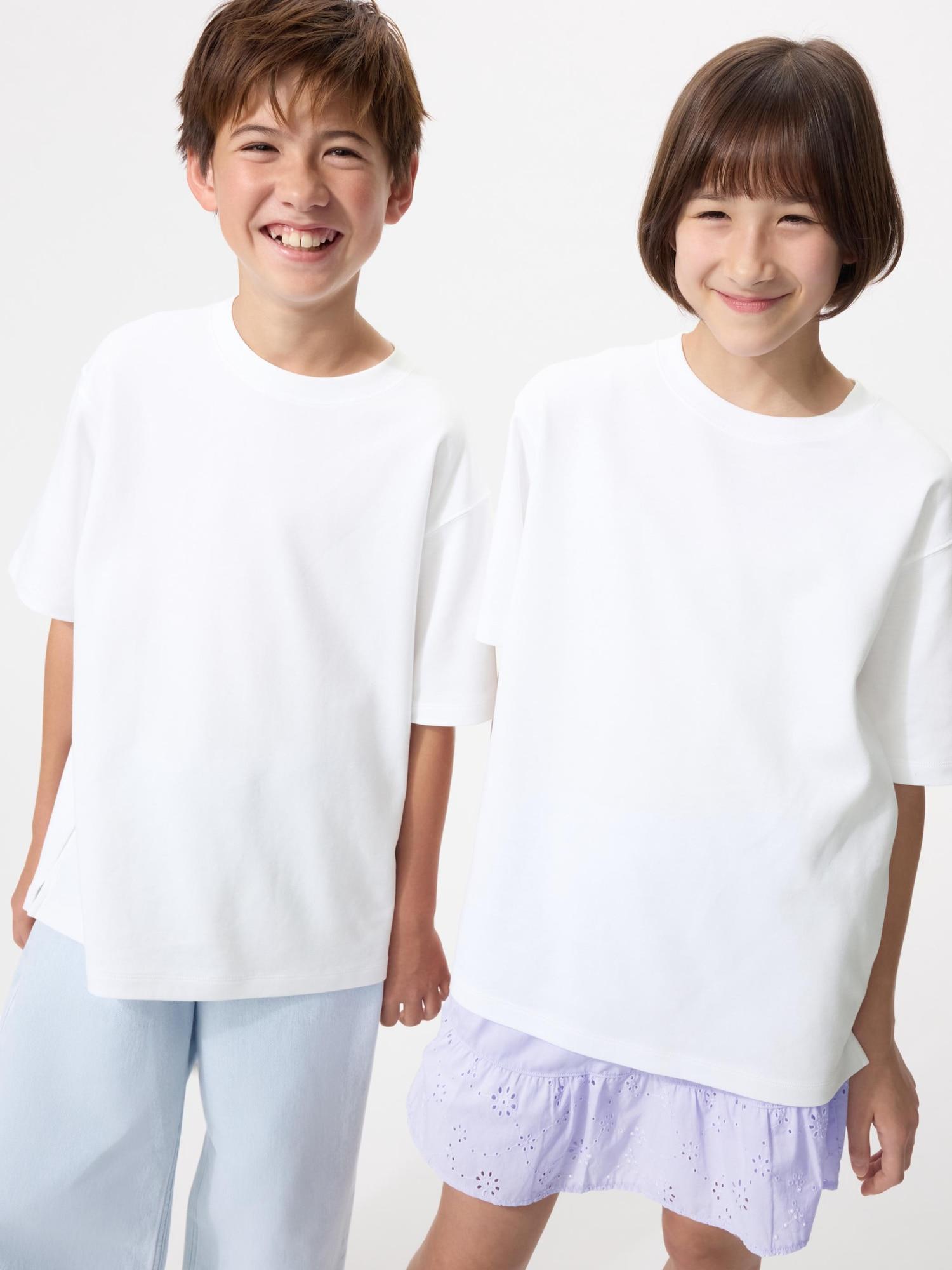 Детская футболка с круглым вырезом Uniqlo Kids Airism CoTTon 00 WHITE/KIDS 110
