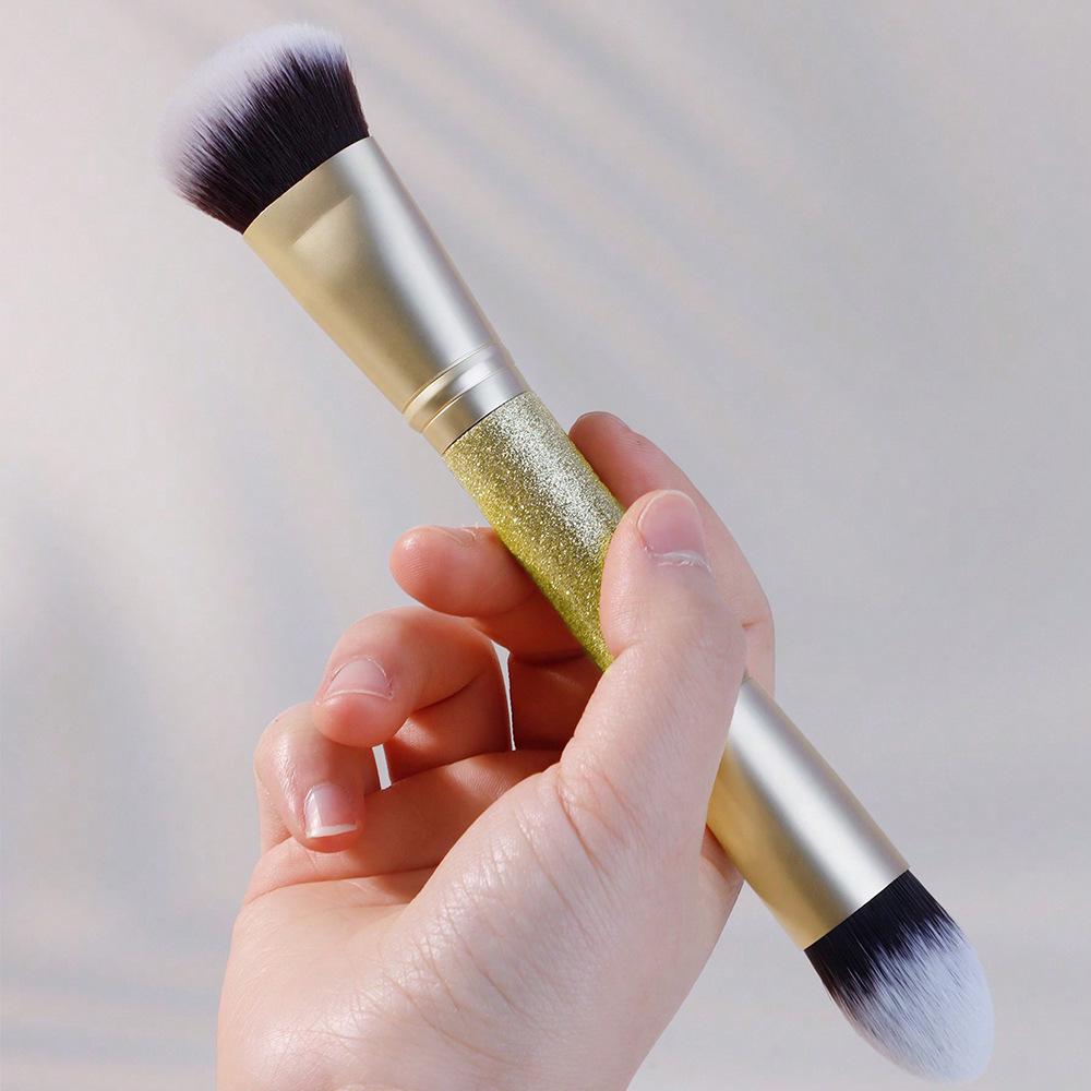 Double-Ended Makeup Brush: Slanted, Round, Contour, and Flat Foundation Brush - Single Brush