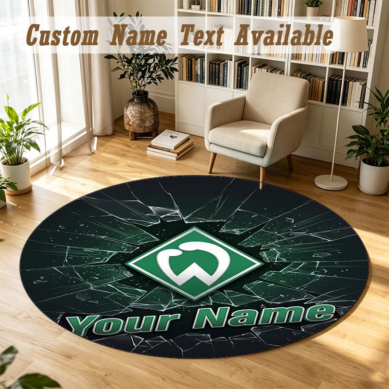 Round Rug Custom NameWerder Bremen FC Pattern Non Slip Carpet Home Floor Decor