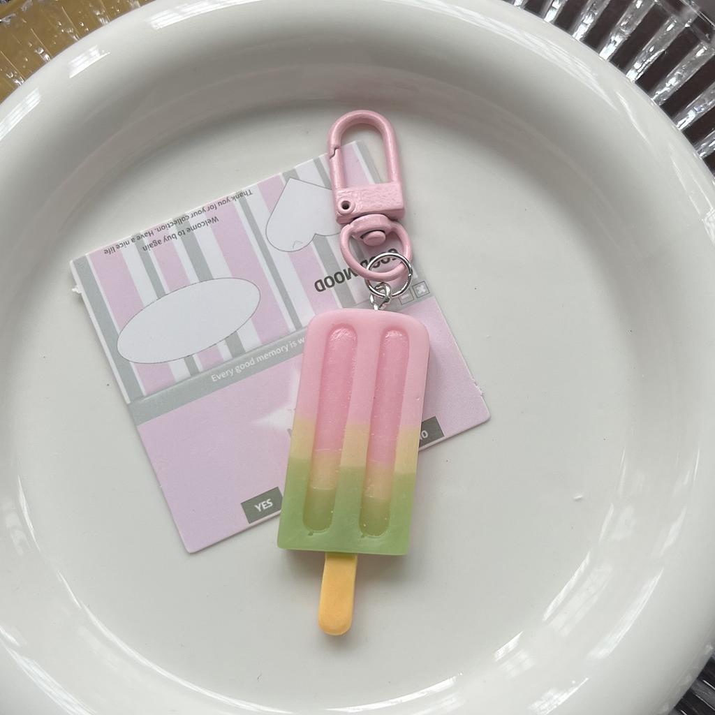 Elegant Popsicles Shaped Keychain Gradient Color Ice Lolly Keyring Pendant Fashion Bag Ornament for Women and Girls