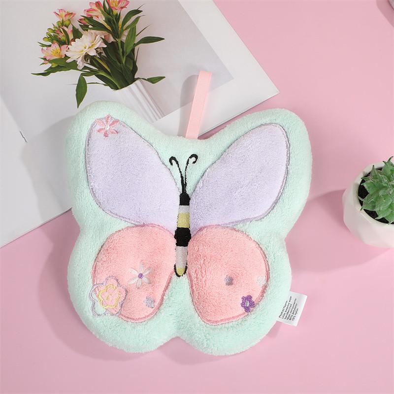 New Cartoon Hand Towel Kitchen and Household Portable Hanging Towel Thickened Daily Butterfly Face Towel