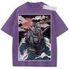 Summer Mens Black Washed T  Shirt Mobile Suit Gundam Japanese Wave Style RX High  Quality Fabric for Casual