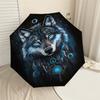1 Stück Sternennacht Wolf Traumfänger Regenschirm, Outdoor Reiseaccessoire, Leicht & Langlebig, Perfektes Festivalgeschenk m1216005
