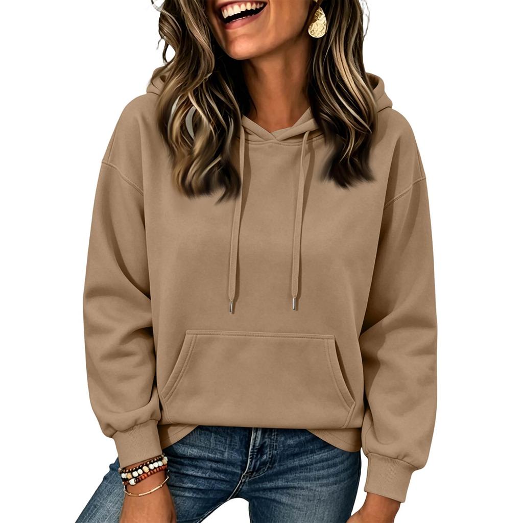 Felpa Casual da Donna Colore Spalle Cadenti Manica Lunga Pullover