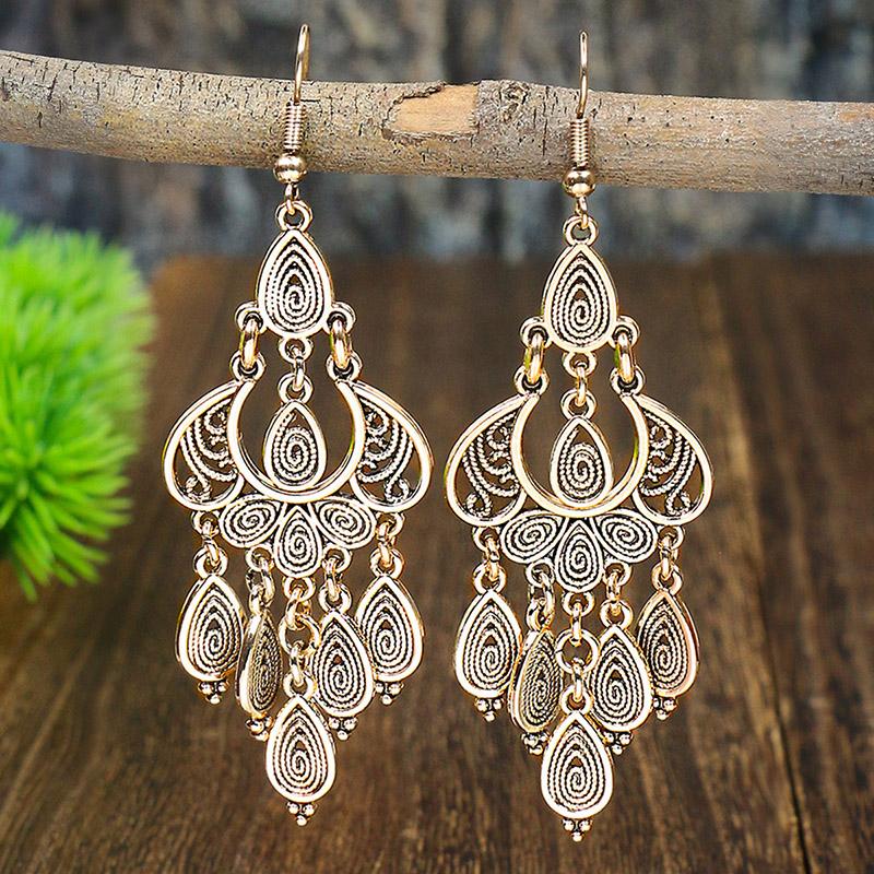 

Ethnic Vintage Hollow Water Drop Dangle Earrings for Women Long Temperament Personality Earrings Party Vacation Daily Jewelry Other