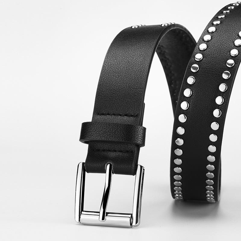 Design Unique Original Pu Leather Belt With Rivet Detailing For Womens Outfits Casual