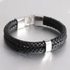 Simple All-Match Men's Double-Layer Leather Rope Hook Bracelet Women's New Personalized Stainless Steel Bracelet