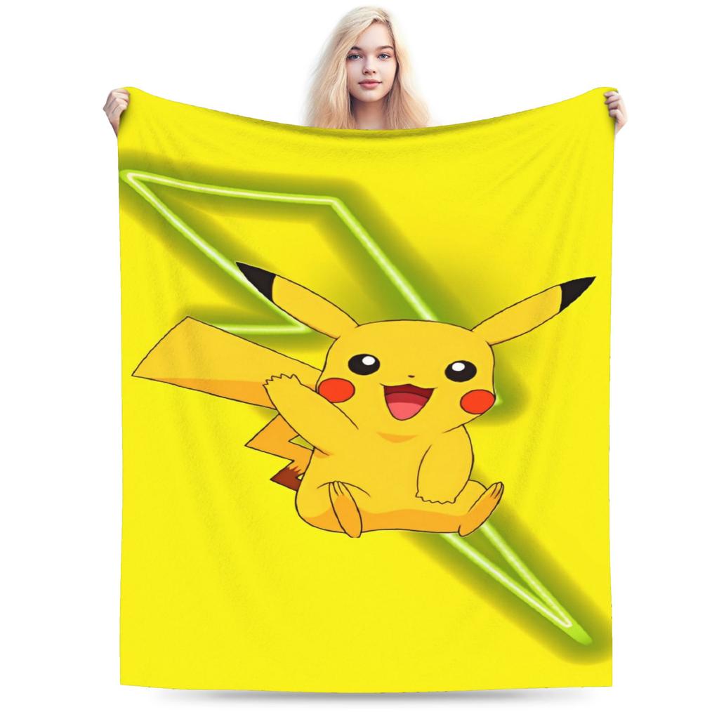 Funny 3D Pikachu Dotted Face Blanket Pokemoned Travel Flannel Bedding Throws For Living Room Soft Warm Quality Bedspread Gift