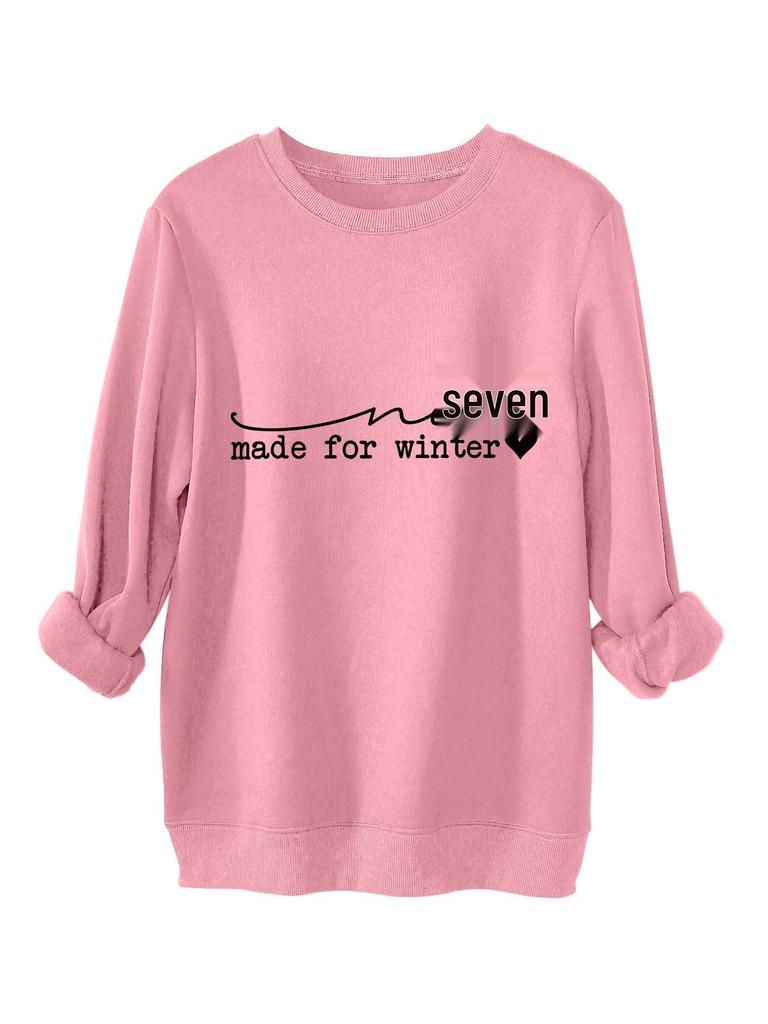 Women's Winter Unfit Simple Loose Fleece-Lined Pullover Hoodie
