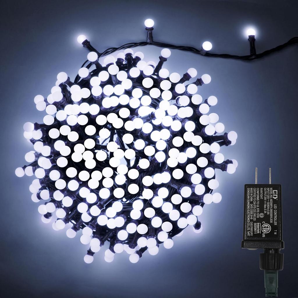 String Lights White, 49ft 306 LED 9mm Frosted Globe String Lights, 11 Modes Christmas Globe Lights, Xmas Tree Ball Lights Outdoor Mini Globe Light