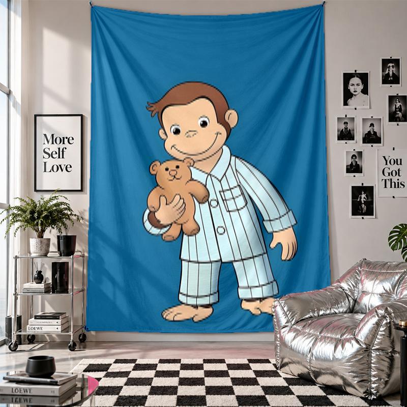 Wall TapestryCurious George Art Hanging Cloth Decorative Background Cover for Room Decoration