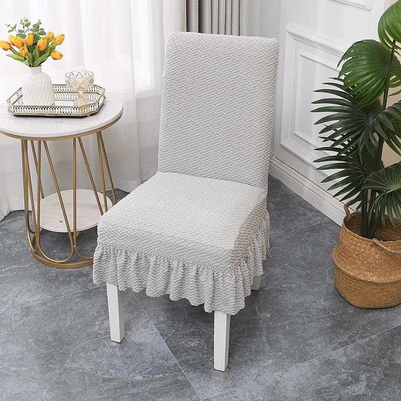 Skirt Dining Chair Cover Jacquard Elastic Soft Seat Cover Anti-dirty Stool Slipcover Suitable for Kit Pet Room Living Home Decor