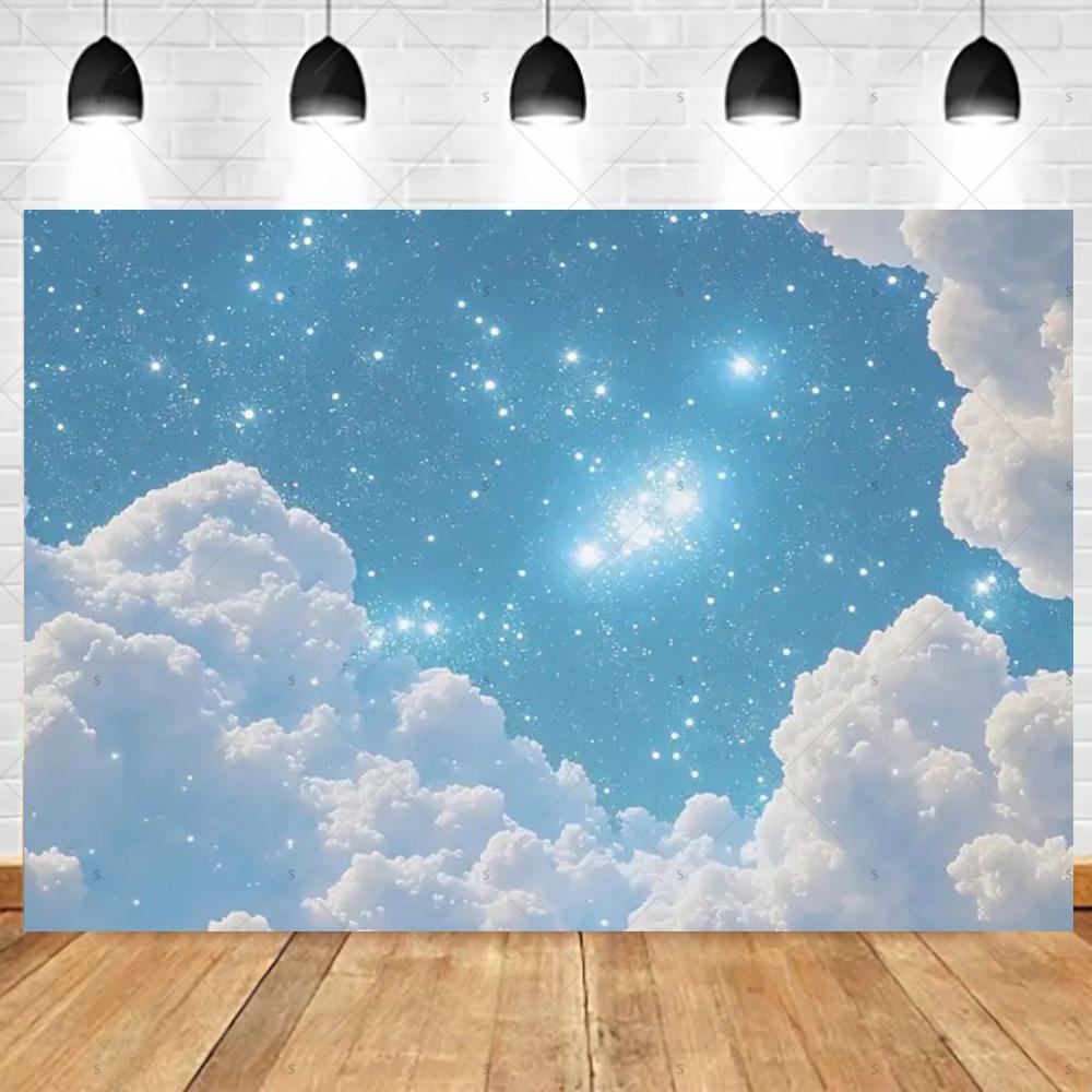 Dreamy Blue Sky And White Clouds Photography Backdrop Supplies Natural Scenery Wedding Party Decor Background Photo Shoot Props