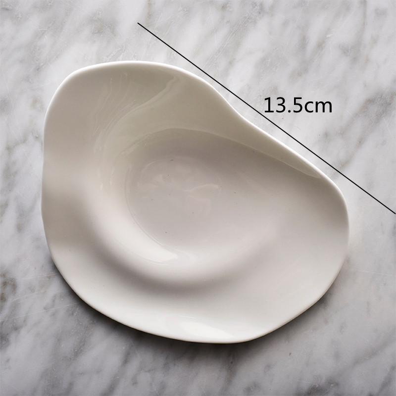 Ultra-thin Bone China Dinner Plate White Irregular Ceramic Plate Sauce Dish Snack Tray Dessert Bowl Serving Plates Cake Pan