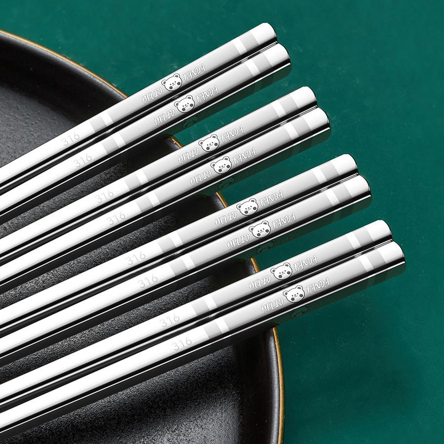1/5/10 Pairs Non-slip Chinese Chopsticks With Box Portable Heat Resistant 304 Stainless Steel Chopsticks Reusable Sushi Sticks