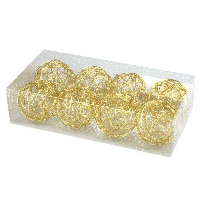 Boule en fil de fer - Ø 4 cm - Or - 8 pièces - ...