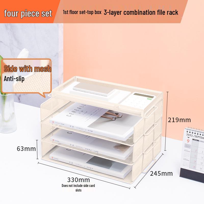 Multilayer A4 Metal Desktop File Organizer and Storage Rack Set for Office Supplies