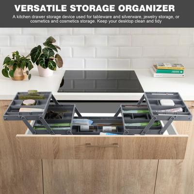 Foldable Jewelry Storage Box Multi Compartments 2/3 Tiers with Adjustable Dividers Tool Stationery Storage Organizer Tray Office Office Supplies