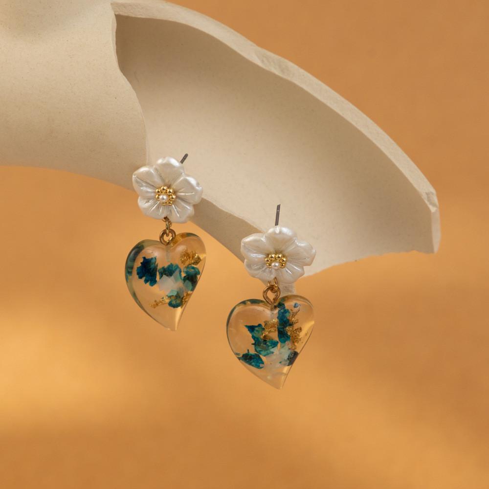 Stylish Resin Flower Heart Earrings 2023 Women's Geometric Studs