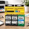 Cartouche d'encre - SHOP-STORY - HP 21XL/22XL - Pack 3 (2x Noir + 1x Couleur) - Haute capacité XL - Plug &amp; Play