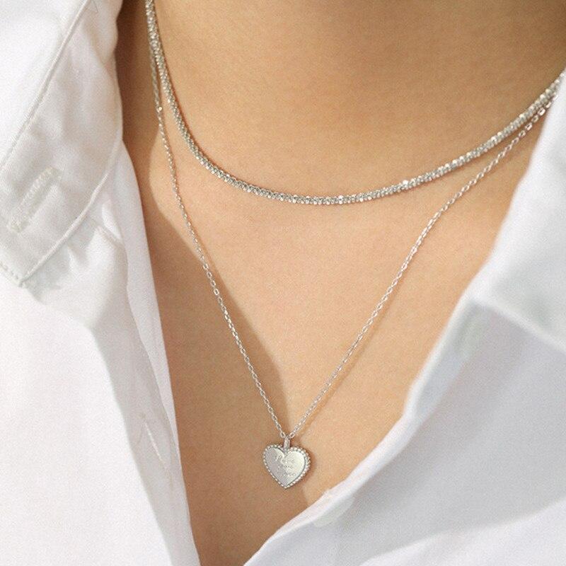 Exquisite Heart Necklaces Women 925 Sterling Silver Gold Pendants For Lover Valentine 'S Day Gift Choker Fine Jewelry