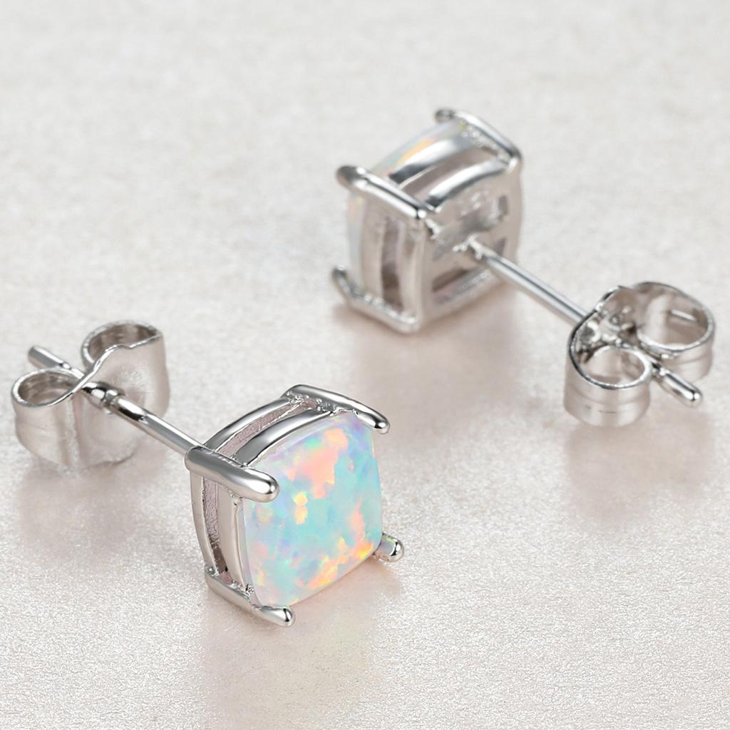 European and American New White Fat Square Simple and Versatile Womens Temperament Earrings