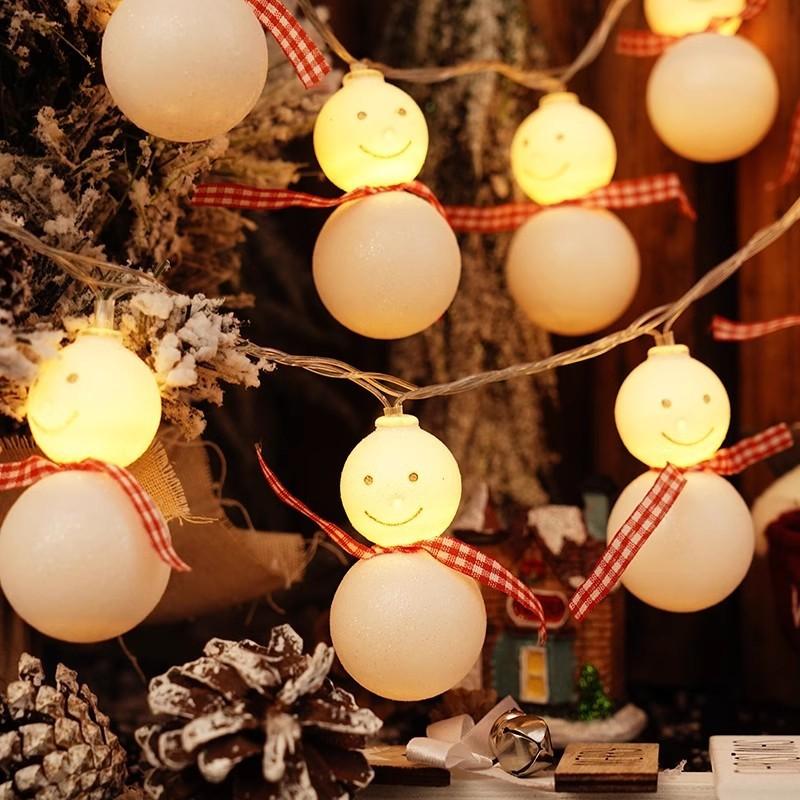 Colorful Led String Lights For Christmas Featuring Santa Snowman And Reindeer Designs