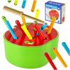 Catch the Worm Wooden Apple Magnetic Fishing Worm Toy