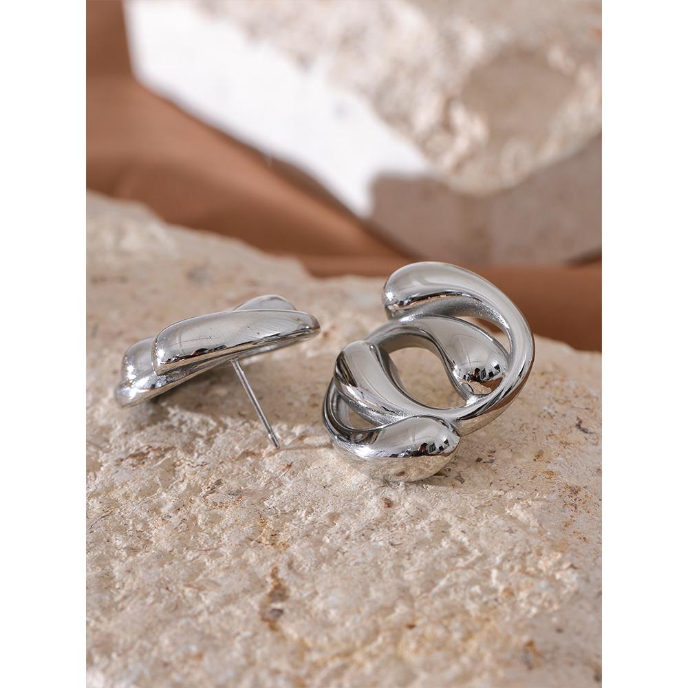 Eetit 2024 Stilvolle, einzigartige geometrische Ohrstecker aus Edelstahl, 18 Karat vergoldet, wasserdicht, hochwertiges Schmuckgeschenk