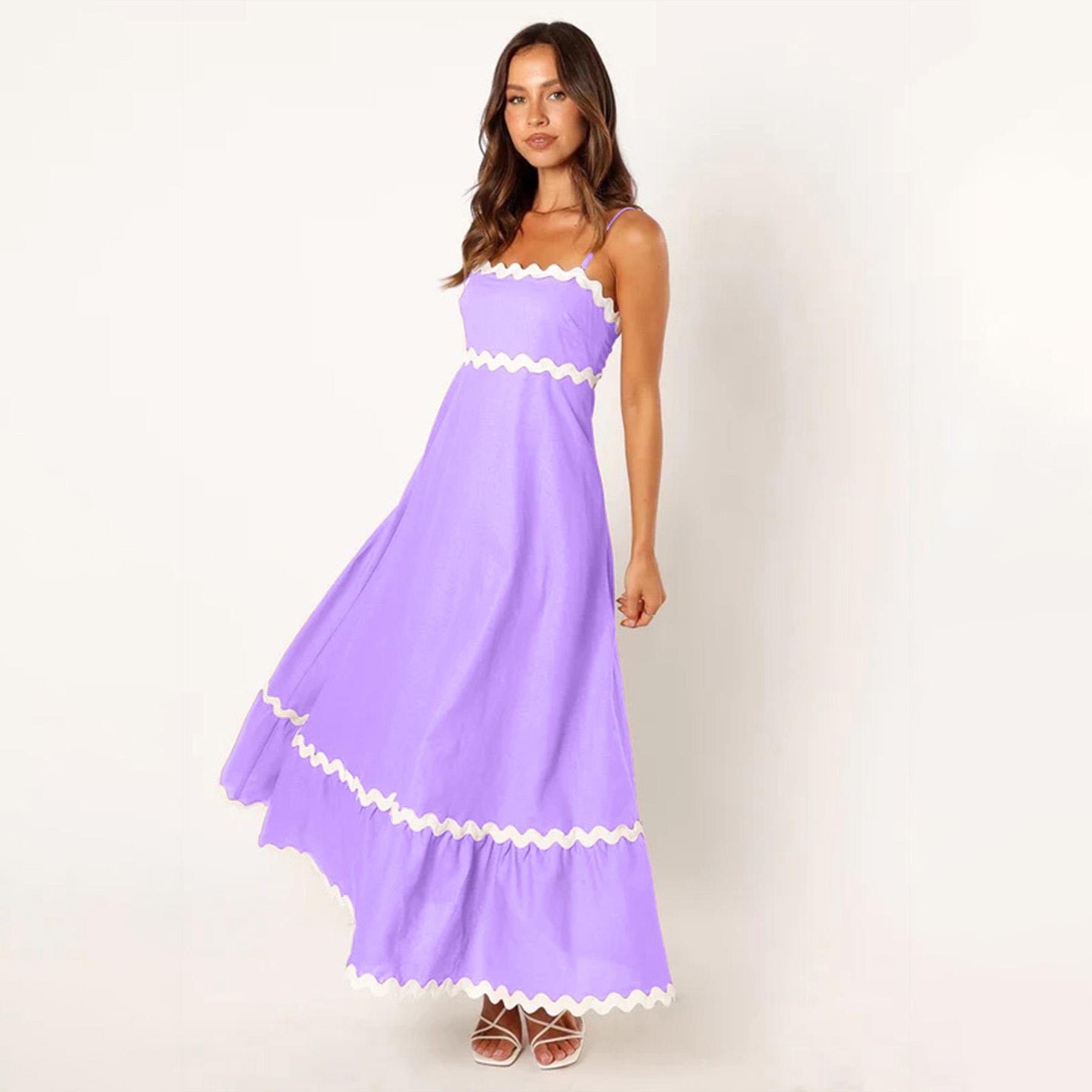 

Женское весеннее платье-комбинезон без рукавов с цветочным принтом, облегающее, на подтяжках, летнее повседневное платье длиной до щиколотки с высокой талией, кружевное, в стиле пэчворк, размеры S-XL XL фиолетовый