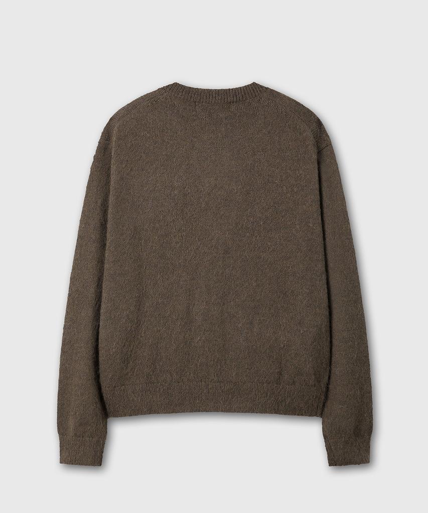 Daibeuin Hairy Round Neck Cardigan (Brown)