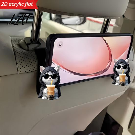 Universal Car Purse Hanger Seat Hook Cartoon Cat/Dog Pattern Decor Durable Load Bearing Acrylic Heavy Duty Hook Headrest Hanger Vehicle Interior