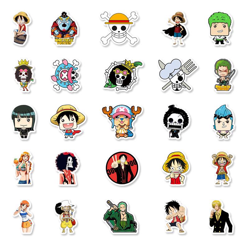 50 Wasserdichte One Piece Anime Aufkleber für Koffer, Roller, Auto oder Fahrrad