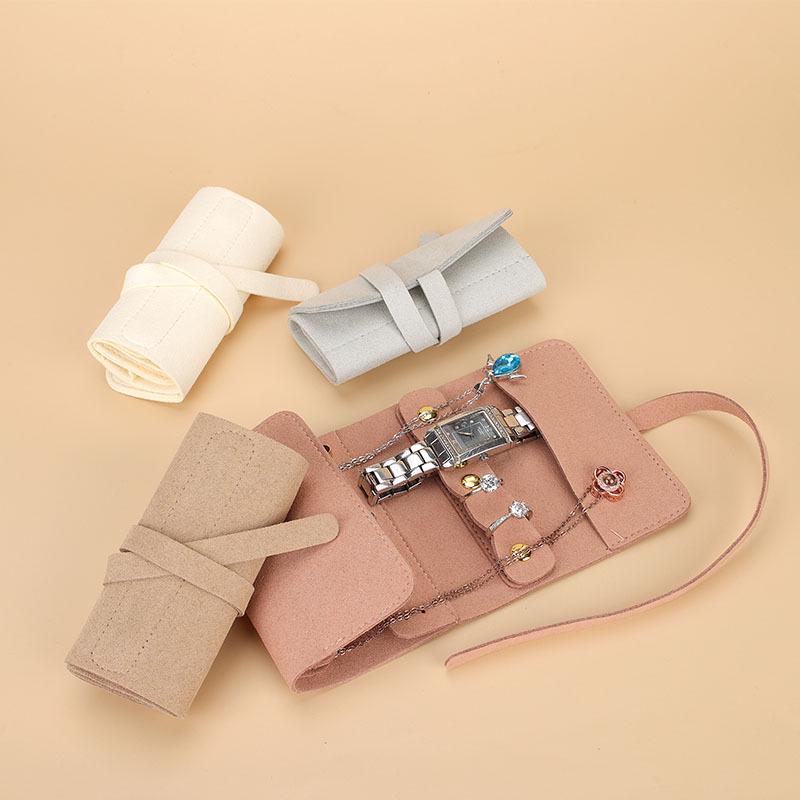 Women's Portable Travel Jewelry Roll Bag for Stud Earrings and Accessories