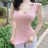 მყარი უმკლავო ქალის სატანკო ზედა ჟილეტი ქალის საზაფხულო ჩვეულებრივი კორსეტი ქალის საბაზისო U კისრის მაღალი გაჭიმვის თხელი ტანკი Y2K ტანსაცმელი 20788