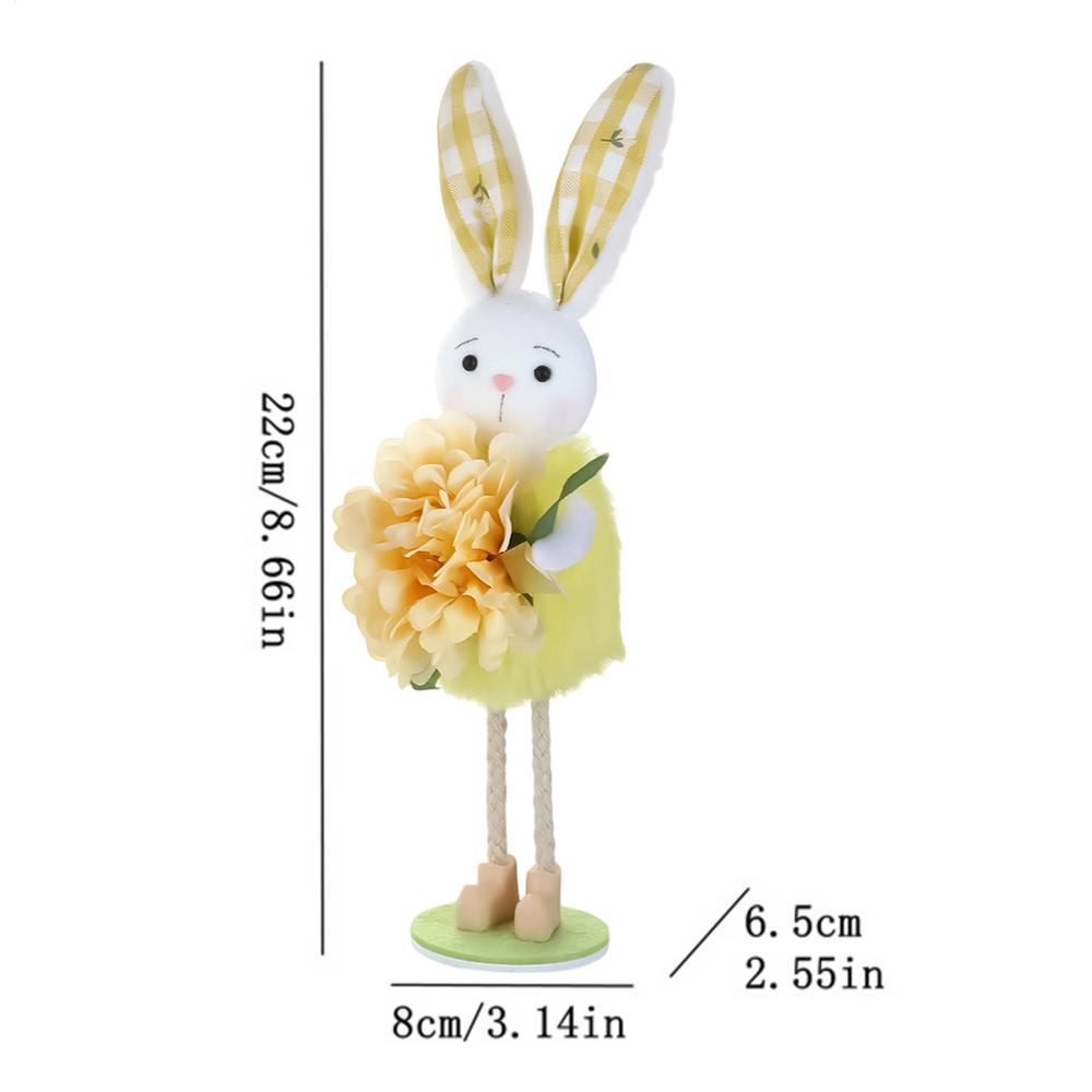Easter Standing Bunny Figurines Cute Standing Rabbit Spring Flower Home Decor Living Room Ornament Kids Gift Flower Decoration