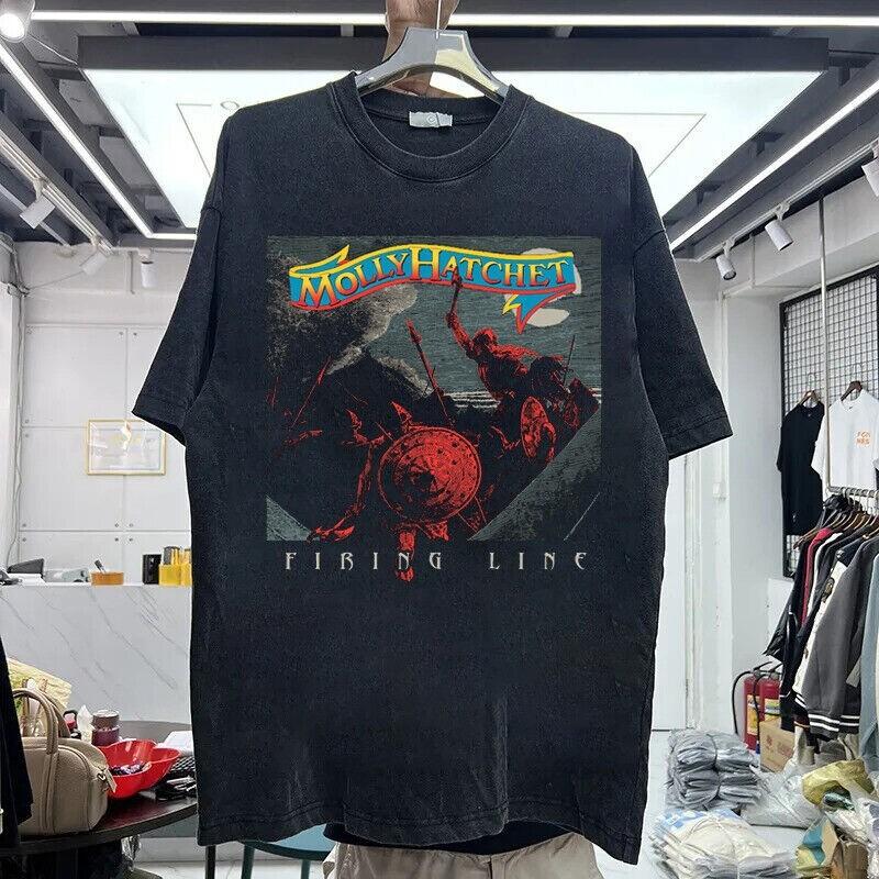 Molly Hatchet Fibing Line Basic Black 90s Band Graphic Unisex T shirt Reprint Unisex T-Shirt M