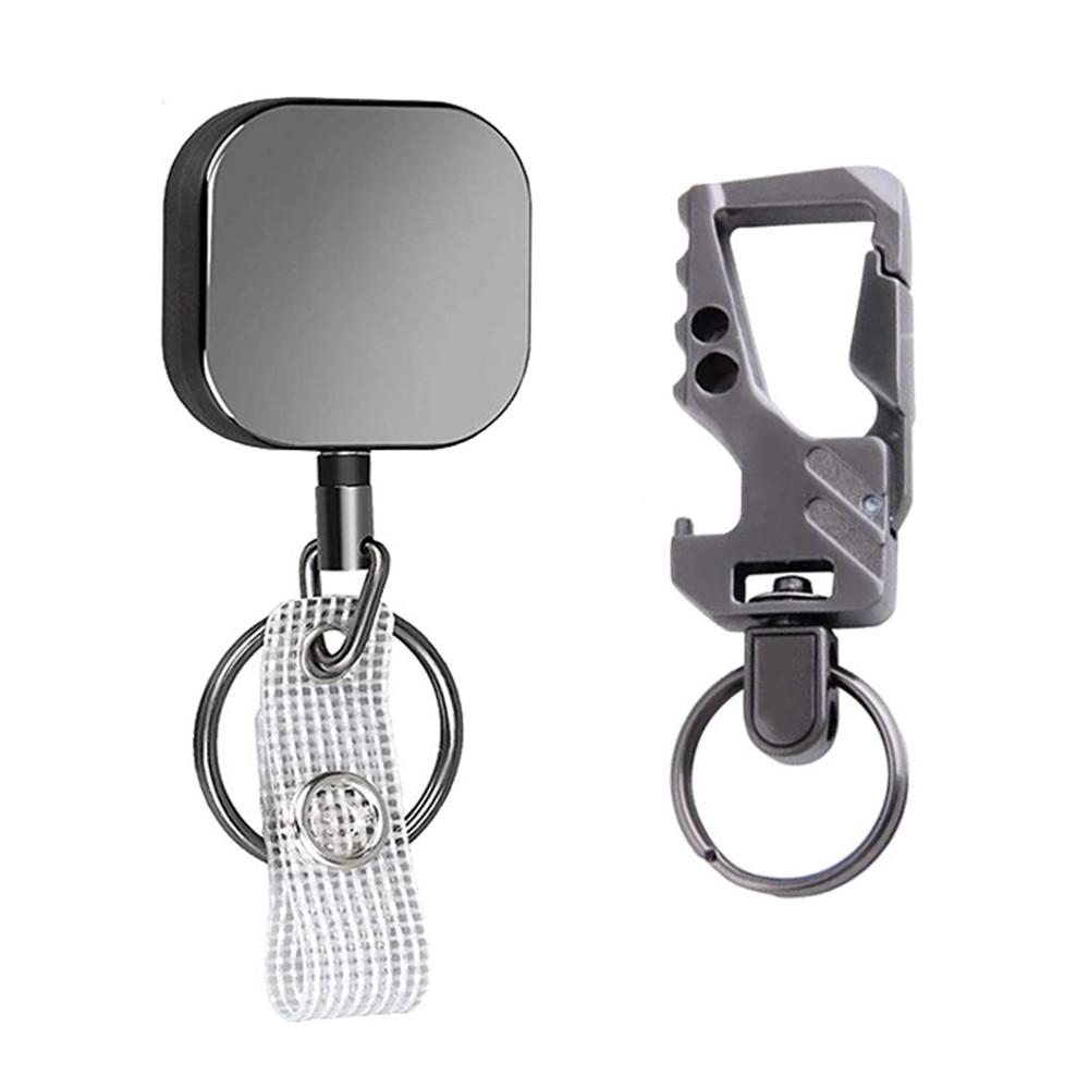 Belt Rope Lanyard Clip Keychain Name Tag Badge Holder Keyring Id Card Key Ring Cord Reel Retract Pull Key Chain Office Supplies