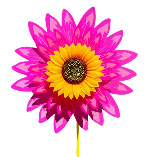 Sunflower Pinwheel 3-Tier Sunflower Garden Wind Spinner Ground Insert Yard Decor Windmill for Patio Lawn Decoration
